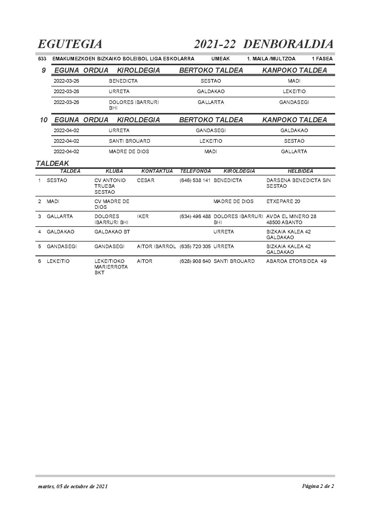 Alebin mailako egutegia / calendario alevin