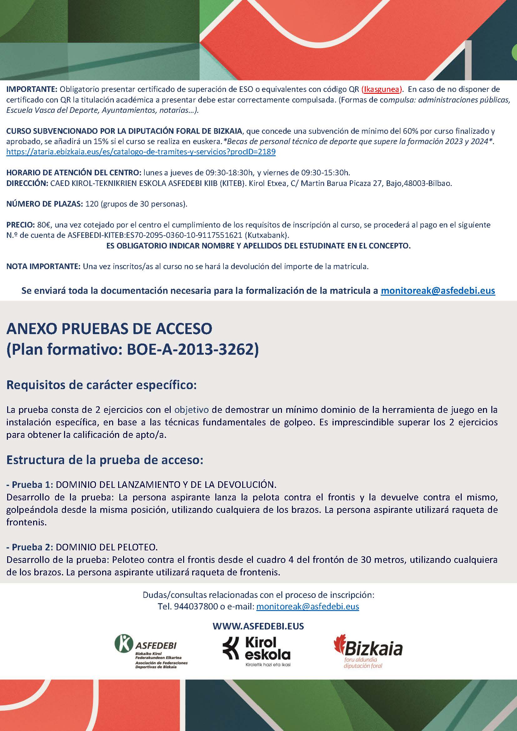 CURSO OFICIAL DE MONITOR/A AUXILIAR DE DEPORTE ESCOLAR 15ª CONVOCATORIA 