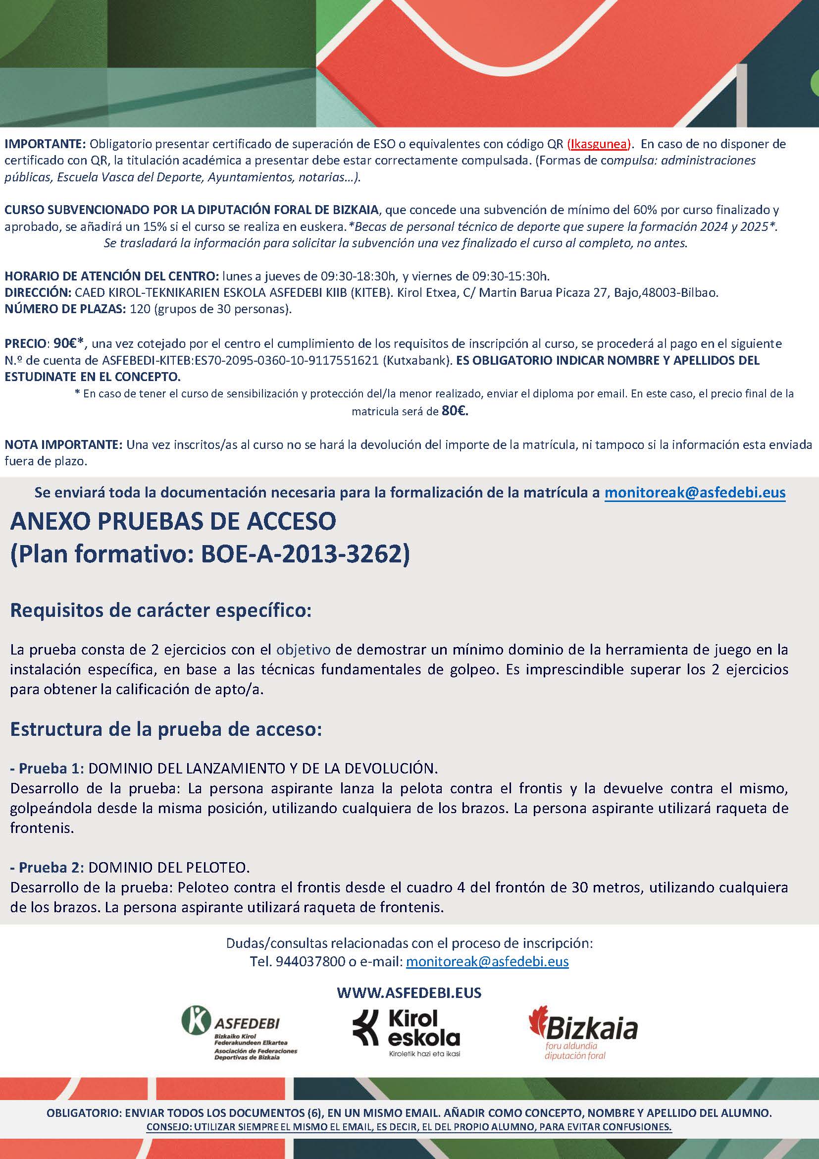 CURSO OFICIAL DE MONITOR/A AUXILIAR DE DEPORTE ESCOLAR 18ª CONVOCATORIA