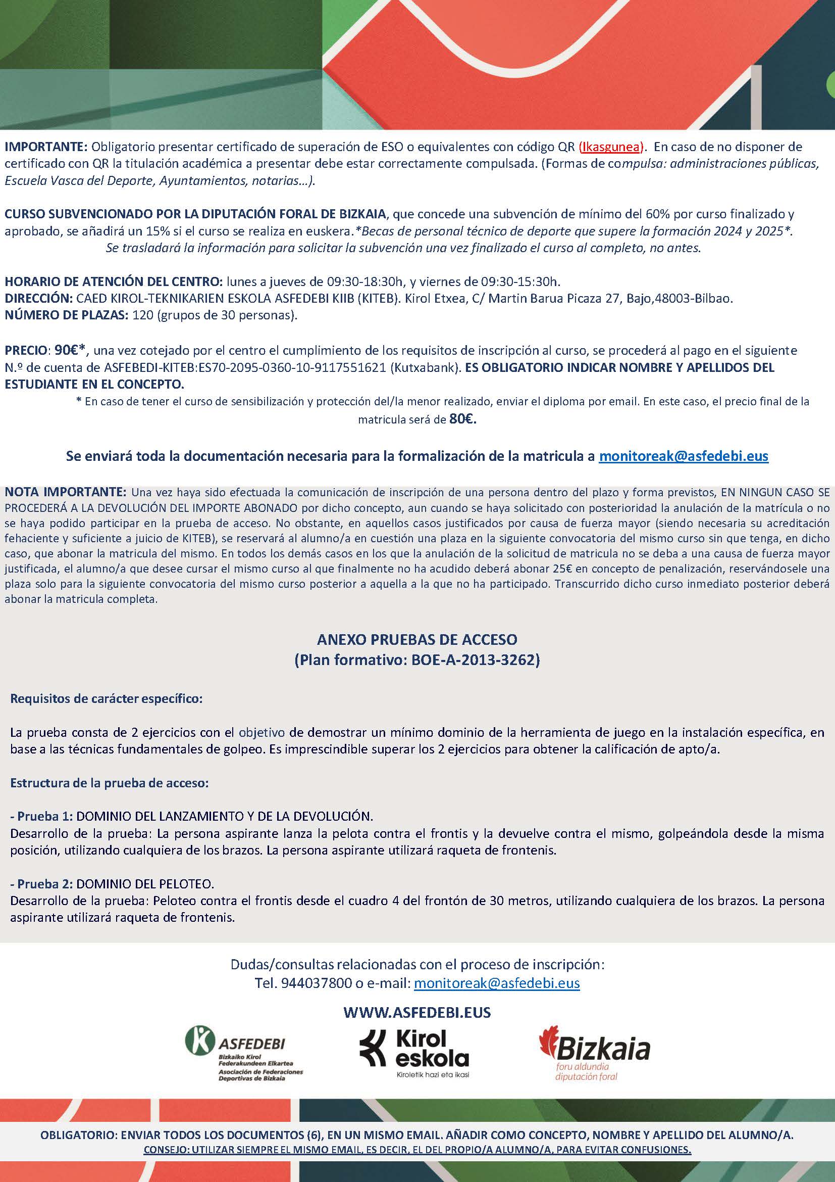 CURSO OFICIAL DE MONITOR/A AUXILIAR DE DEPORTE ESCOLAR 19ª CONVOCATORIA