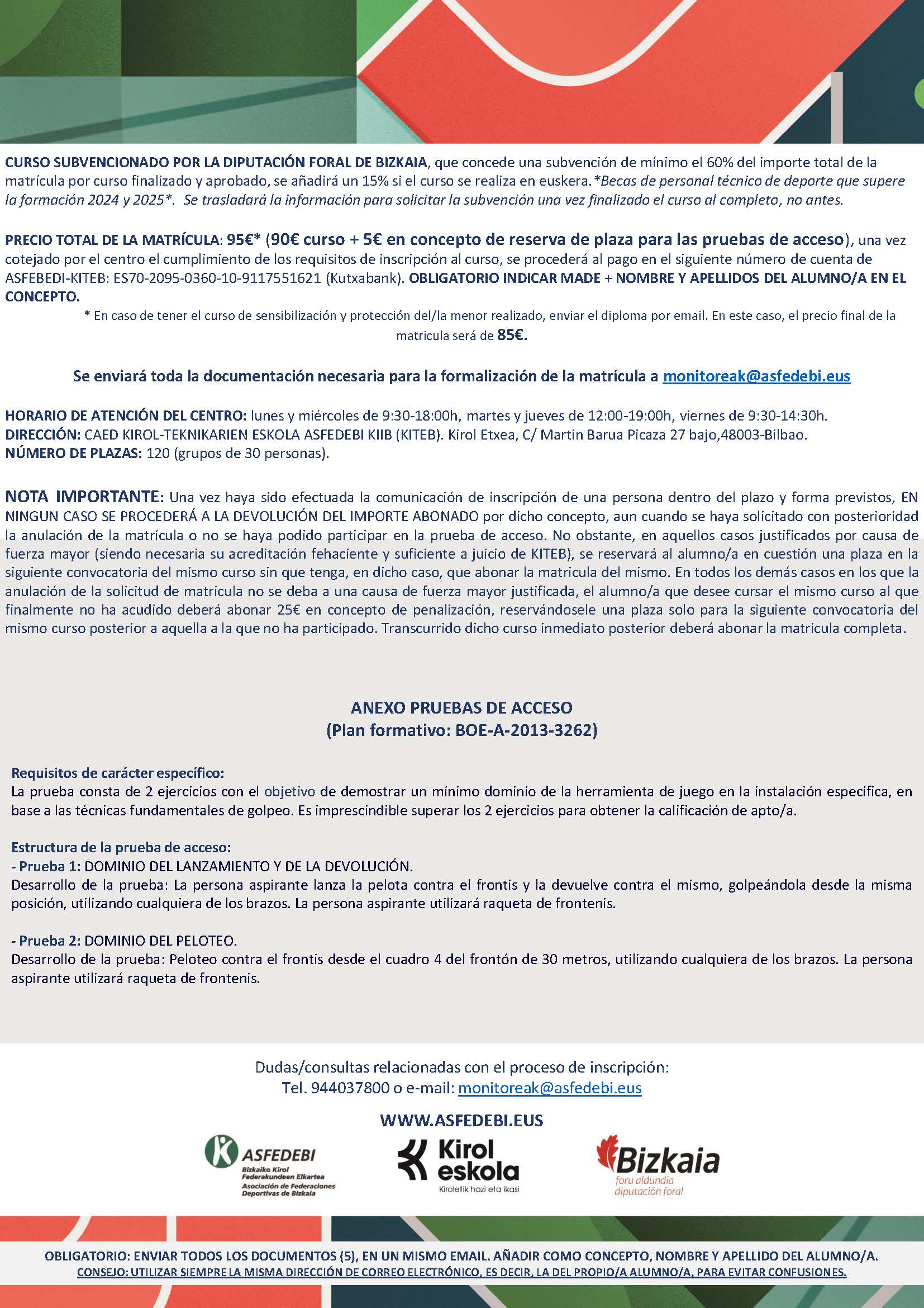 CURSO OFICIAL DE MONITOR/A AUXILIAR DE DEPORTE ESCOLAR 20ª CONVOCATORIA