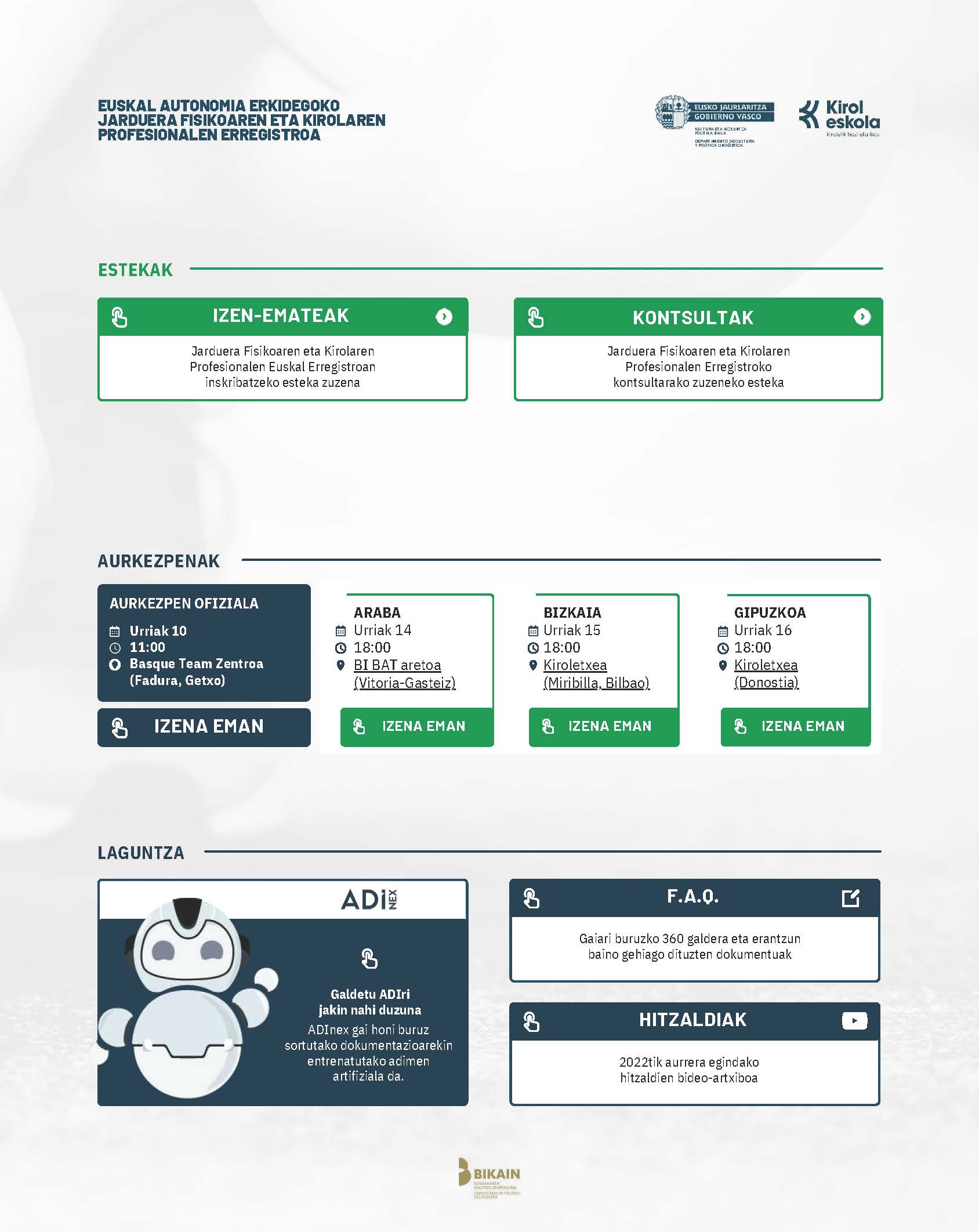 REGISTRO DE PROFESIONALES DE LA ACTIVIDAD FÍSICA Y DEL DEPORTE DEL PAÍS VASCO