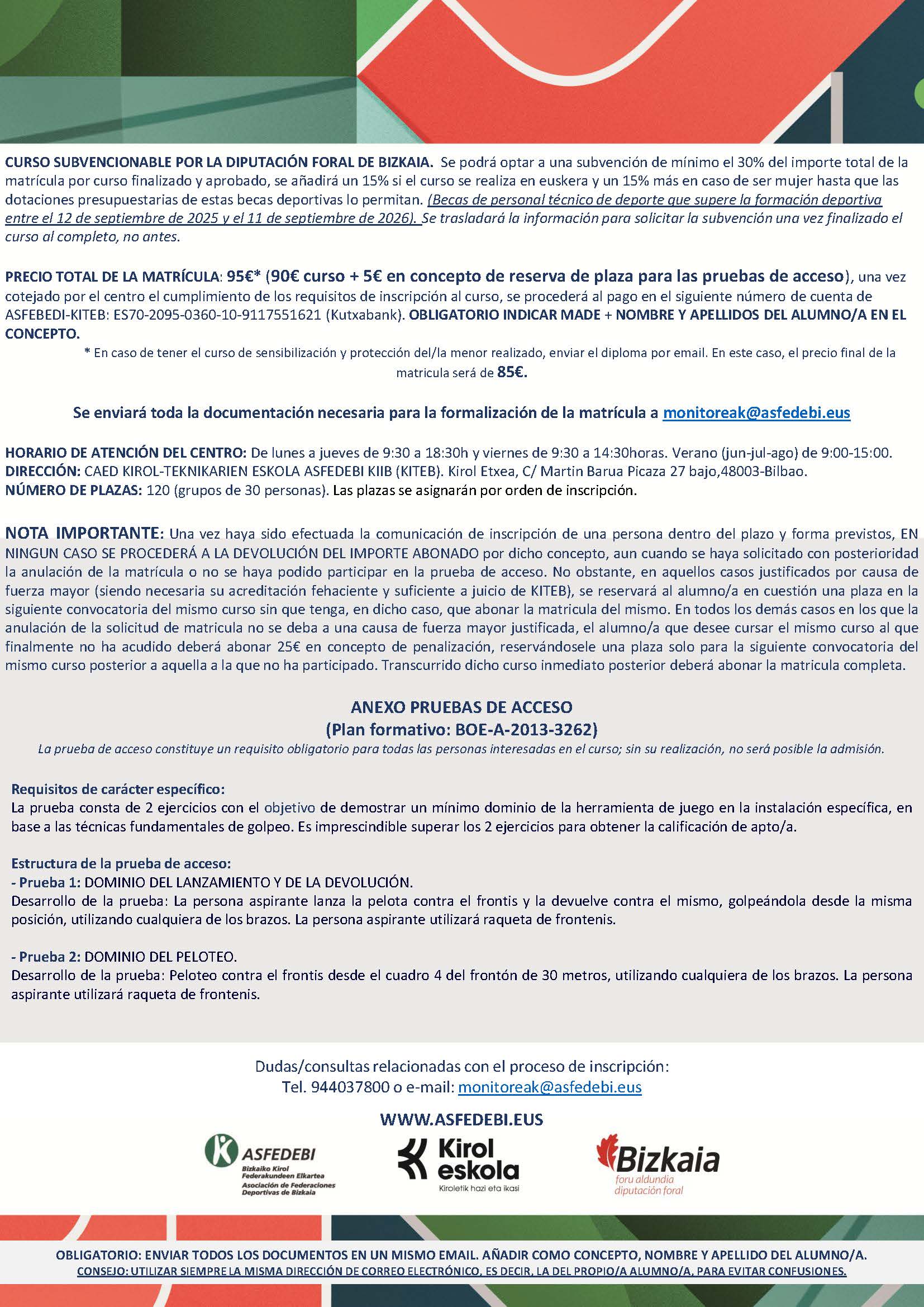 CURSO OFICIAL DE MONITOR/A AUXILIAR DE DEPORTE ESCOLAR 28ª CONVOCATORIA